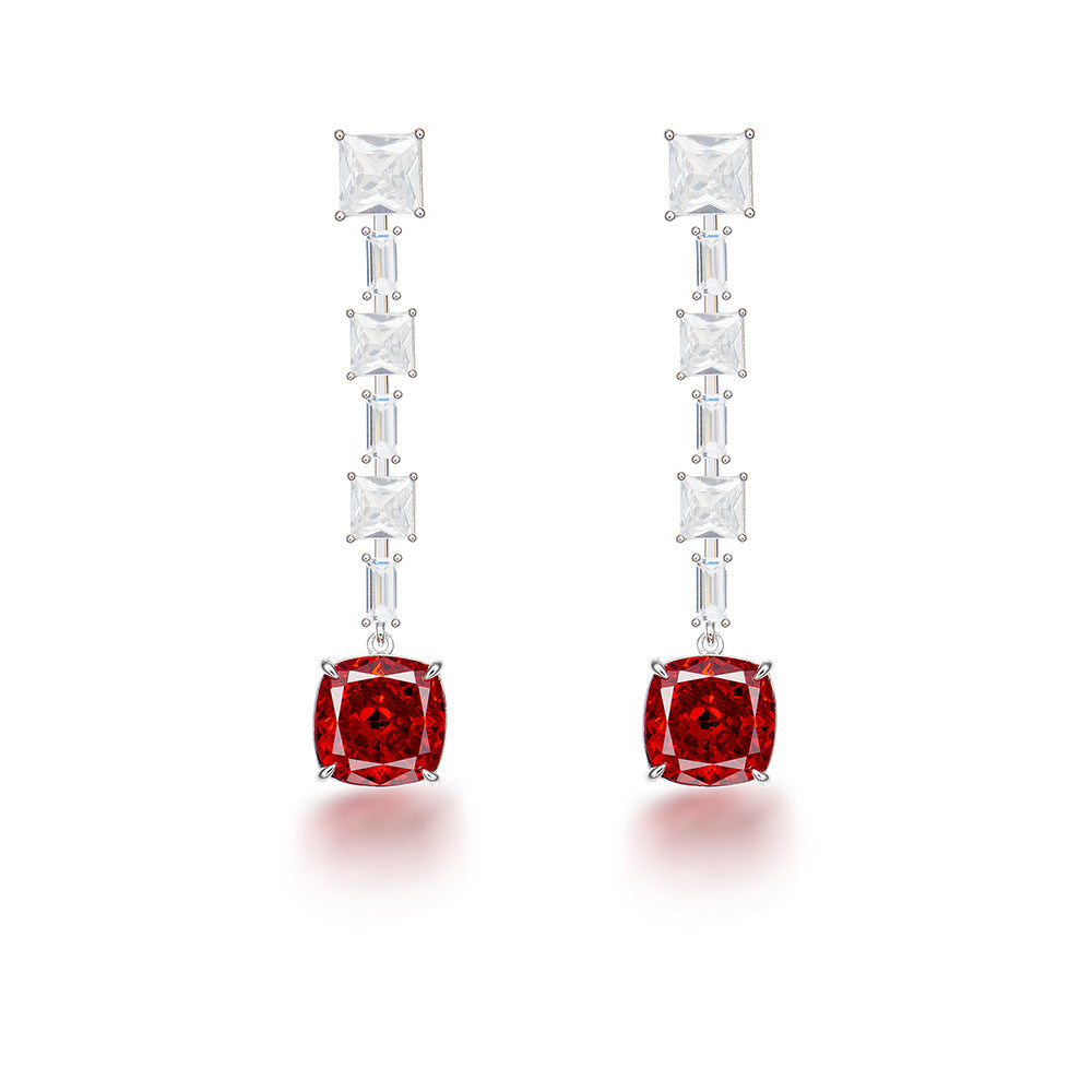 Auriel Trapeze-Cut Earrings – 925 Silver with Radiant Zircon