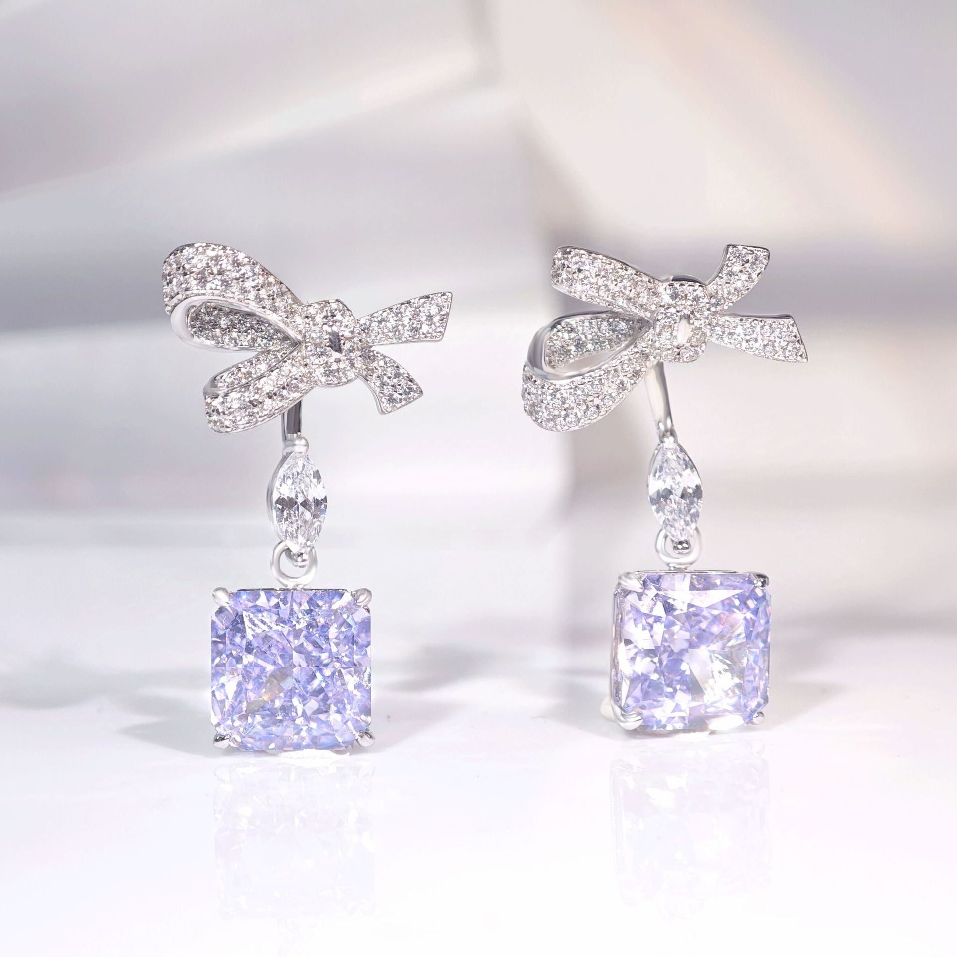 Crystal Bow Drop Earrings