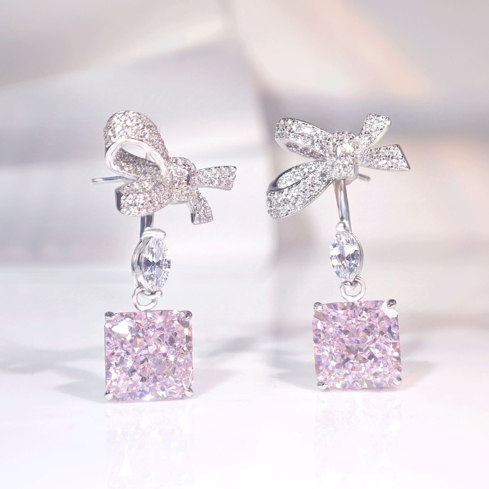 Crystal Bow Drop Earrings