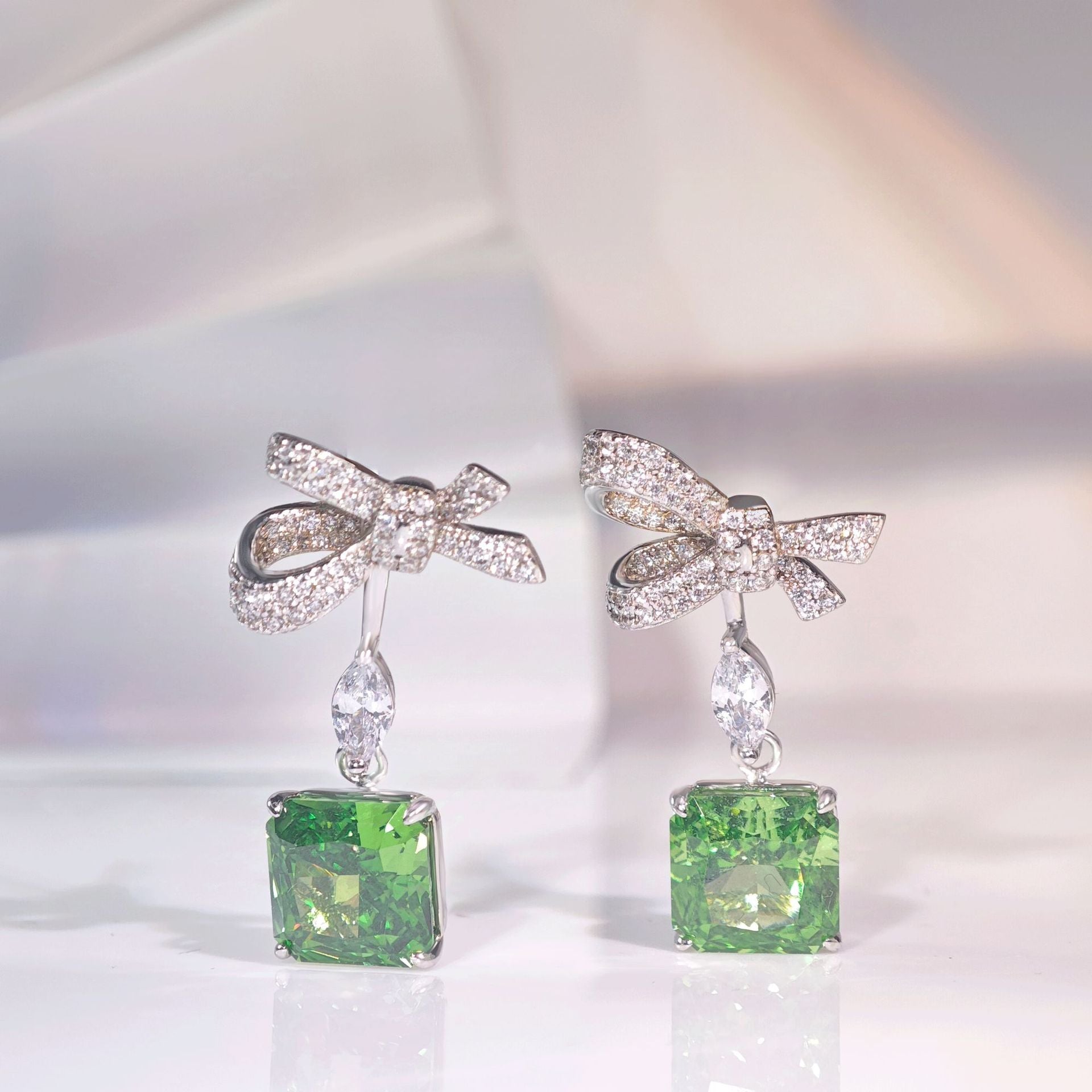 Crystal Bow Drop Earrings