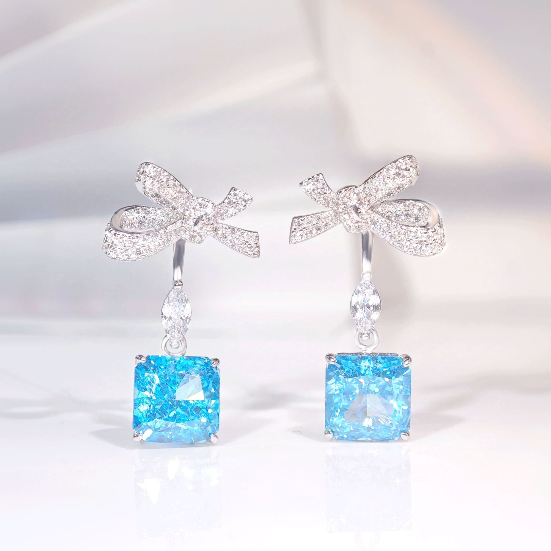 Crystal Bow Drop Earrings