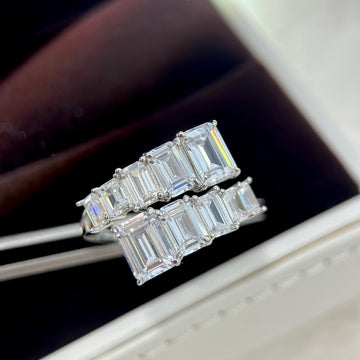S925 Silver Emerald-Cut Open Ring