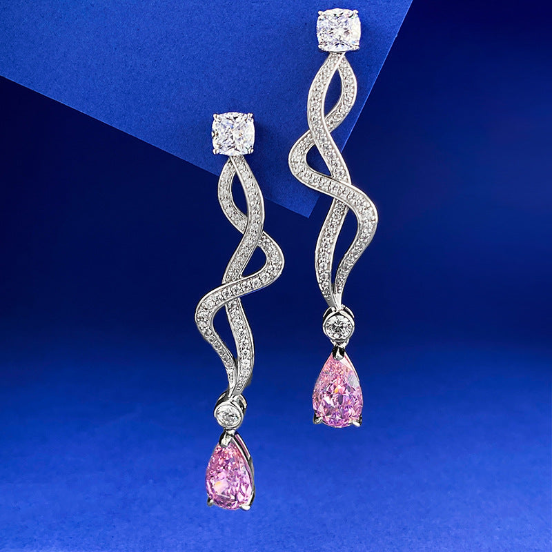 Royal Blush Earrings – S925 Silver Pink Teardrop Studs