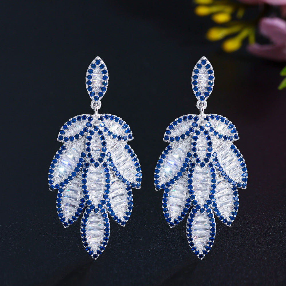 Luxe Leaf Earrings – S925 Silver Posts with Pavé Zircon Leaves