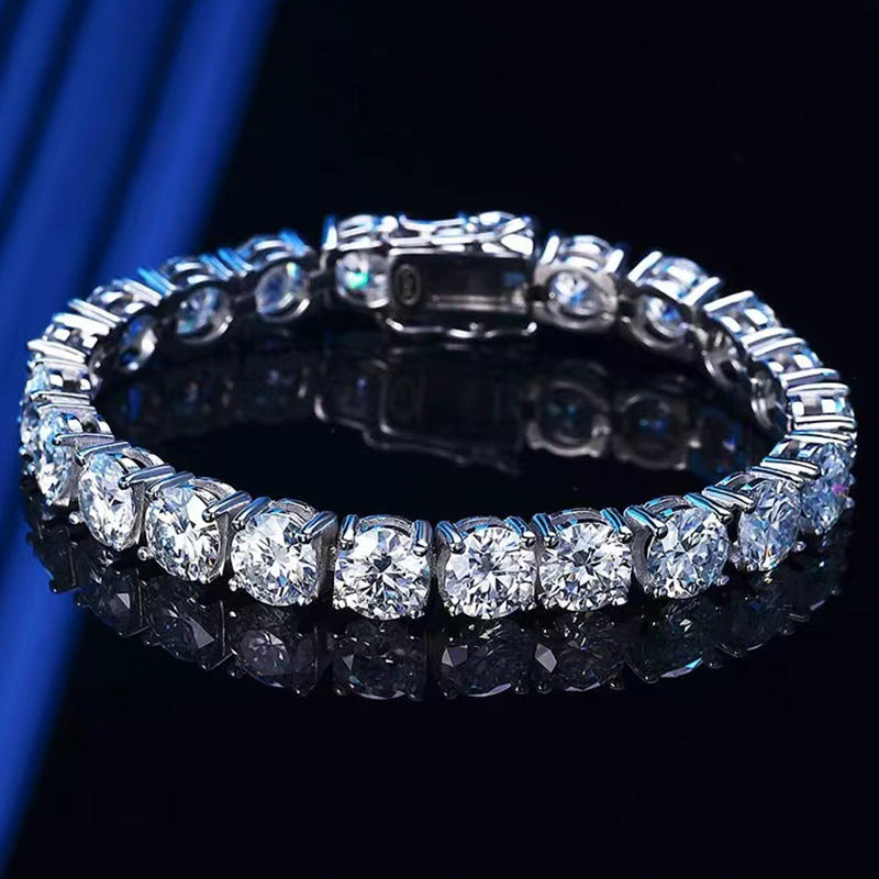 Luxe Bracelet – S925 Silver with 8mm High-Carbon Zircon Stones