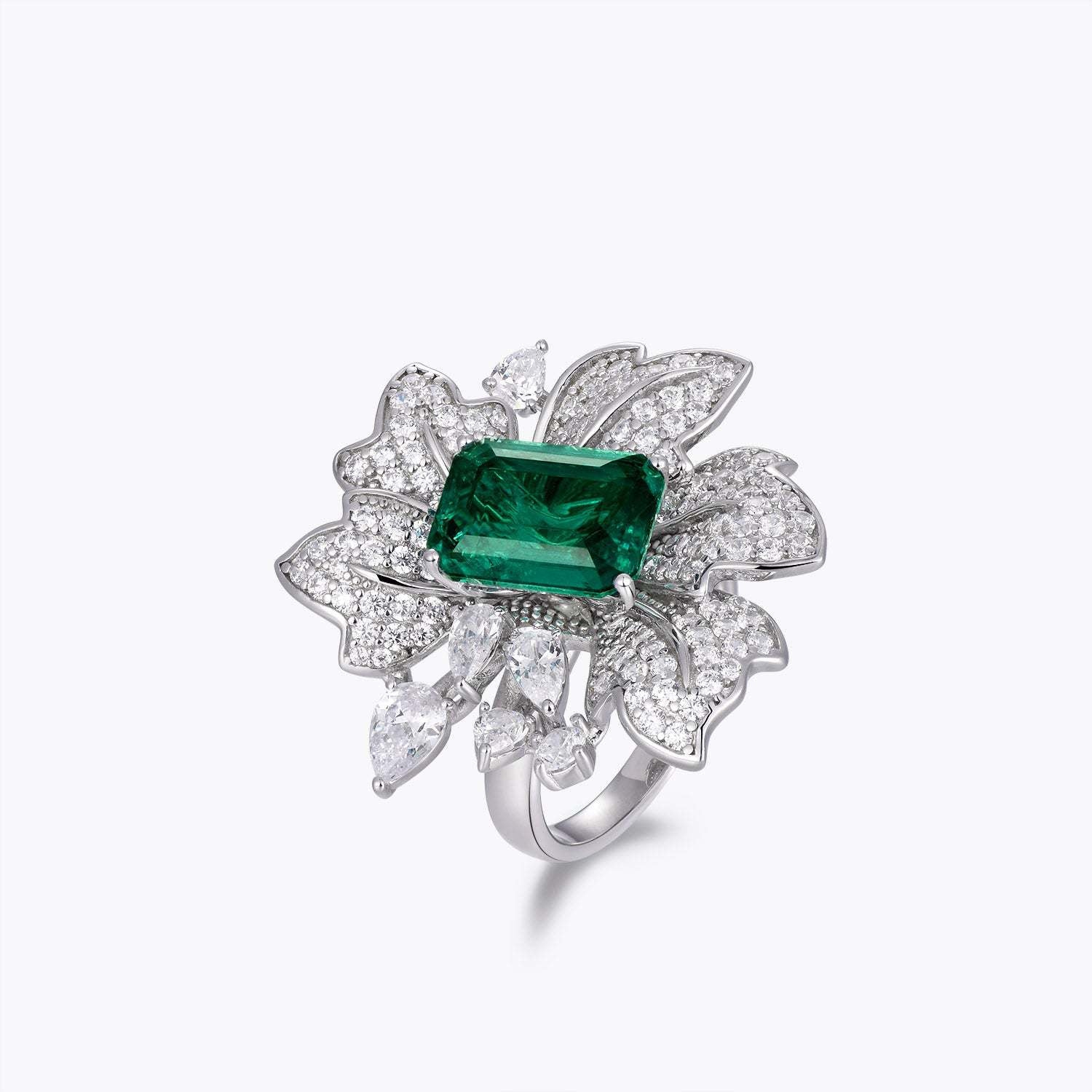 Luxury Emerald Floral Ring (S925 Silver)