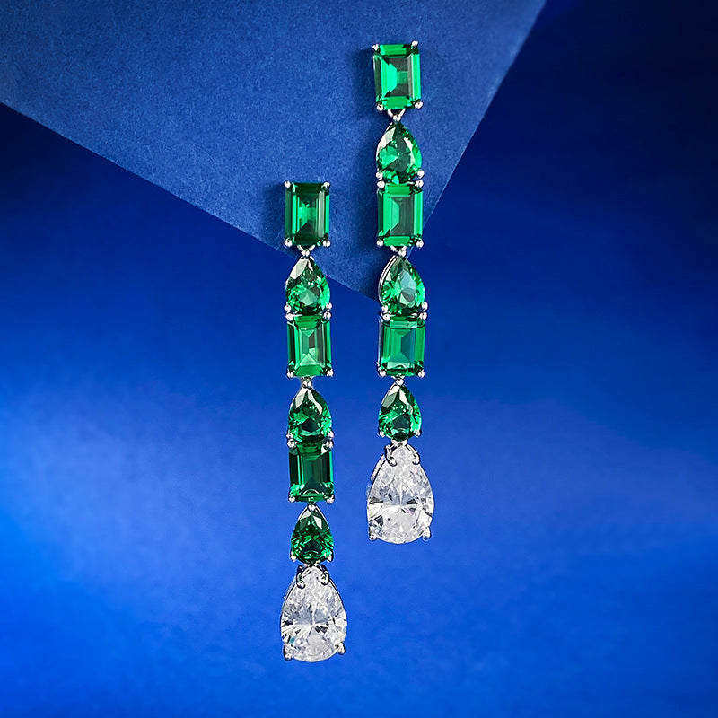 Emerald Grace Drop Earrings – S925 Silver with 1ct Green Nano Gemstones