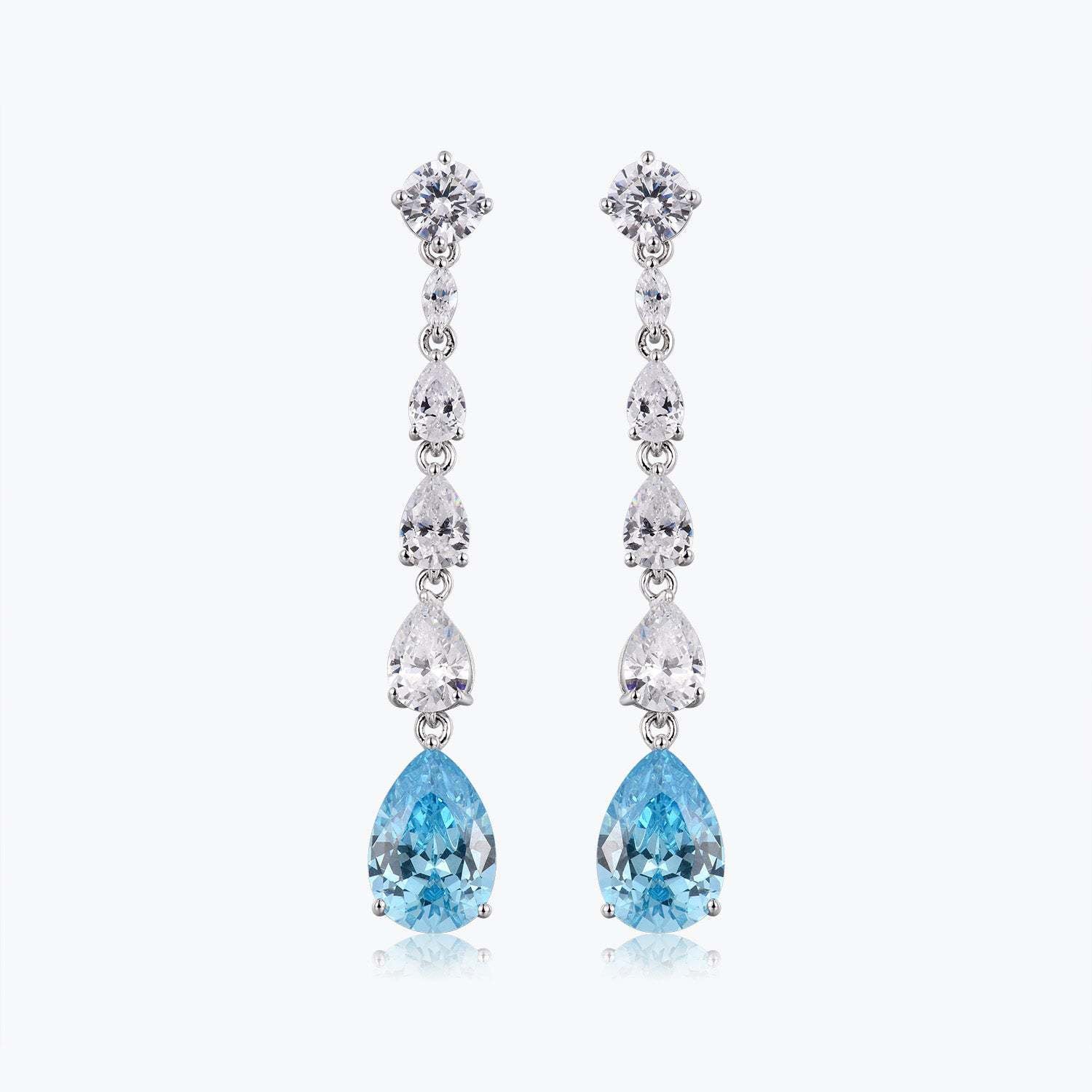 S925 Silver Elegant Aquamarine-Inspired Drop Earrings