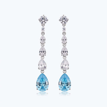 S925 Silver Elegant Aquamarine-Inspired Drop Earrings