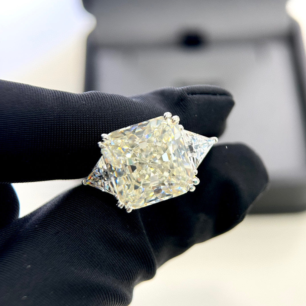 S925 Silver Princess-Cut White Diamond Ring