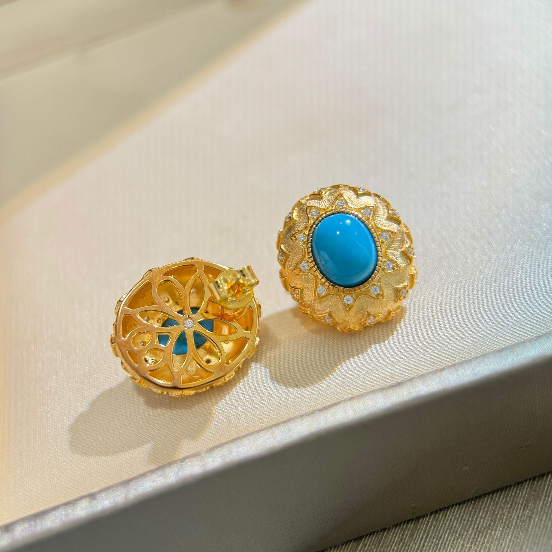 TurquoiseDynasty™ S925 Gold-Brushed Vintage Earrings