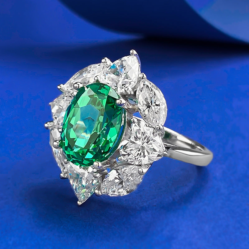 Paraiba Glow Ring – 10×12mm Simulated Gemstone in S925 Silver