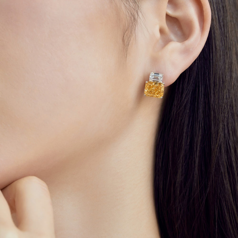 Aurora Gem – 8×10mm S925 Silver Earrings with Imported High-Carbon Diamonds