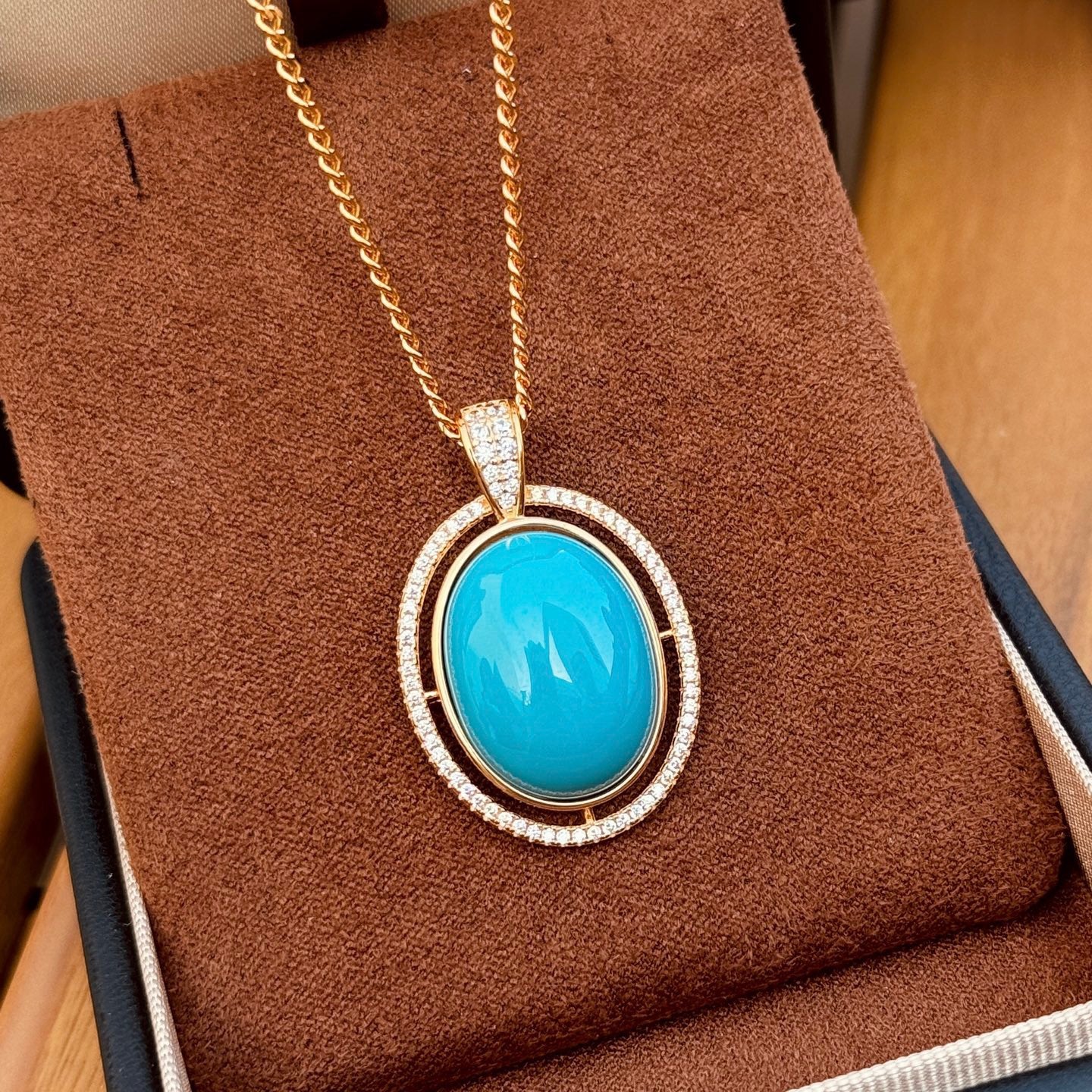 S925 Sterling Silver Synthetic Turquoise & Snake Chain Necklace