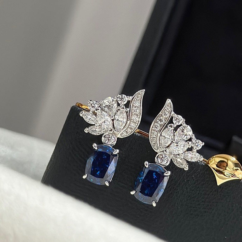 Azure Wing Studs – S925 Silver with 3ct Simulated Blue Zircon