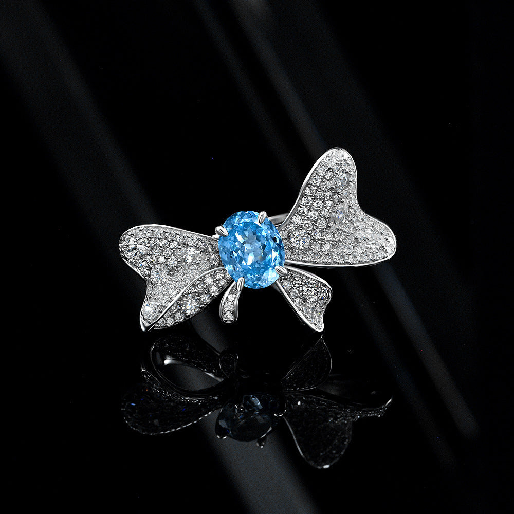 Imperial Bloom | 4.5ct Oval Ruby or Sapphire Bow Ring – S925 Sterling Silver