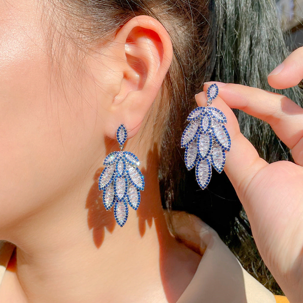Luxe Leaf Earrings – S925 Silver Posts with Pavé Zircon Leaves