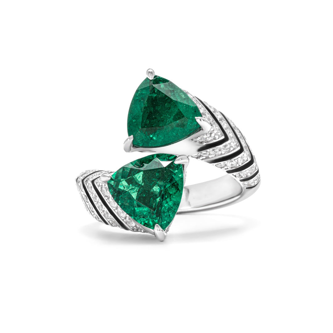 Verdelune™ 925 Gold-Plated Emerald Art Deco Ring
