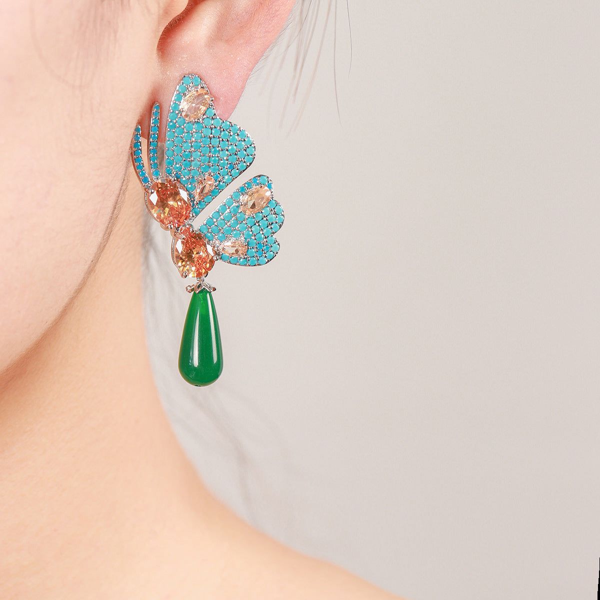 FlutterDrop Earrings – S925 Silver Posts with Zircon Sparkle