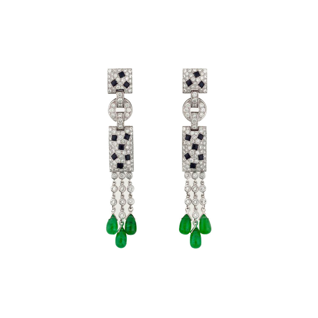 PanthèreVerte™ 925 Gold-Plated Emerald Panther Earrings