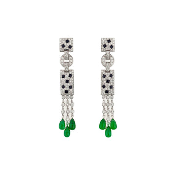 PanthèreVerte™ 925 Gold-Plated Emerald Panther Earrings