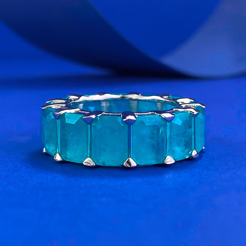 ÉlanVert™ 925 Silver Emerald Cut Stack Ring