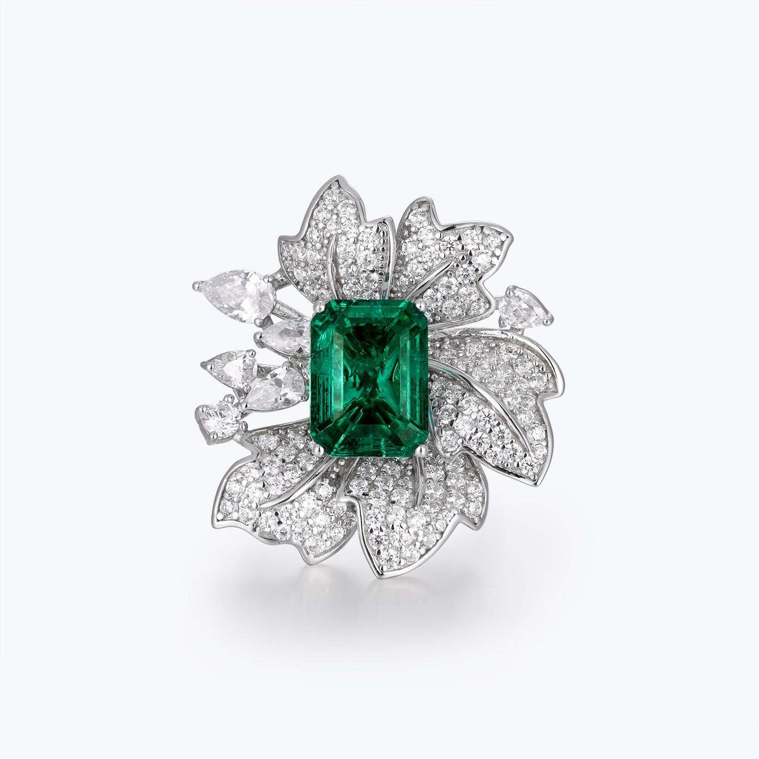 Luxury Emerald Floral Ring (S925 Silver)