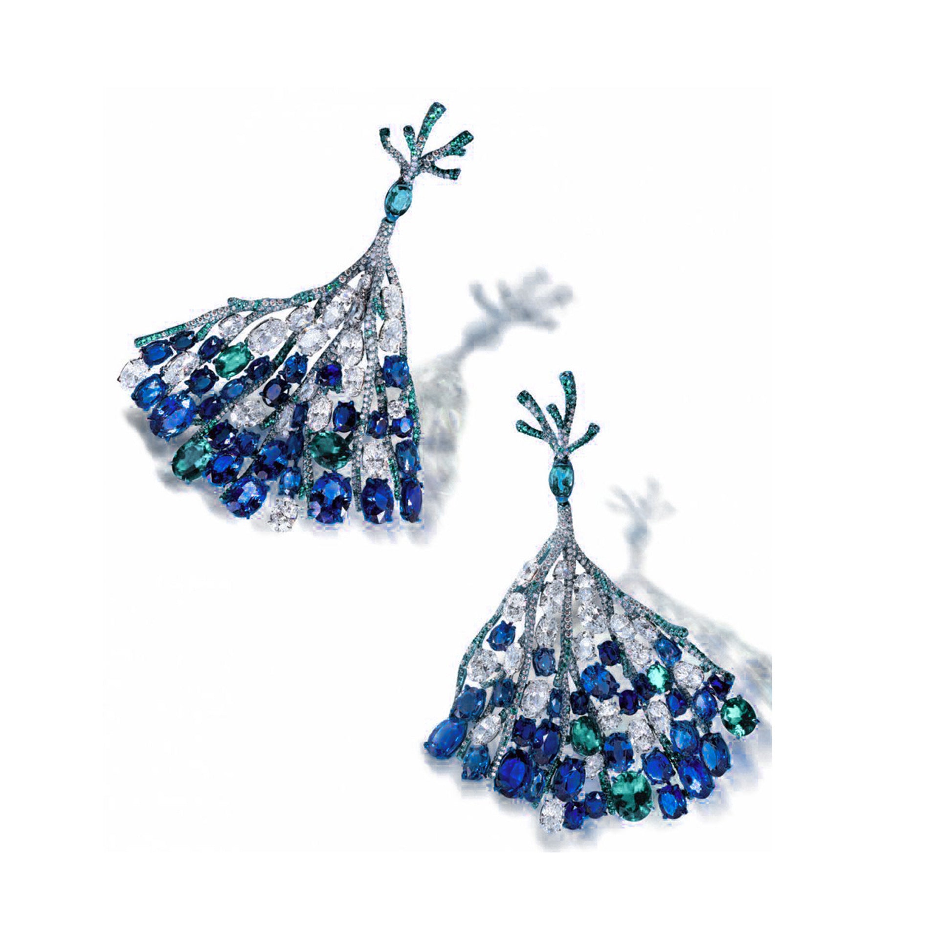 BleuRoyale™ 925 Gold-Plated Royal Blue Fan Earrings