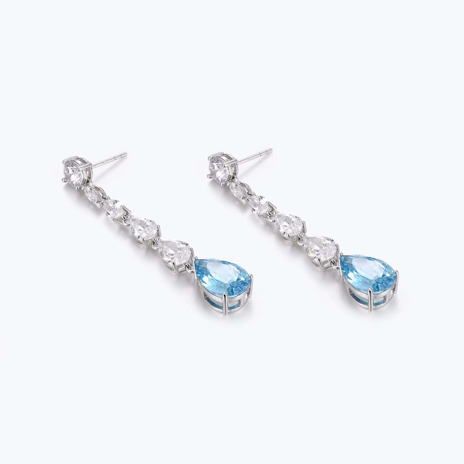 S925 Silver Elegant Aquamarine-Inspired Drop Earrings
