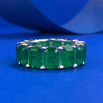 ÉlanVert™ 925 Silver Emerald Cut Stack Ring