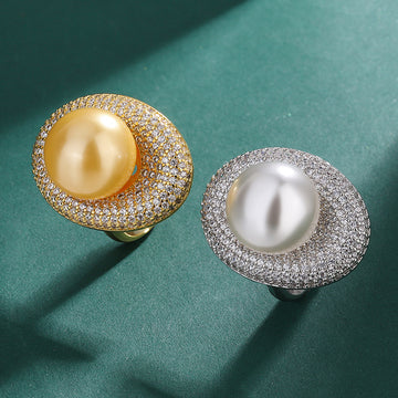 Sea Golden Pearl Statement Ring