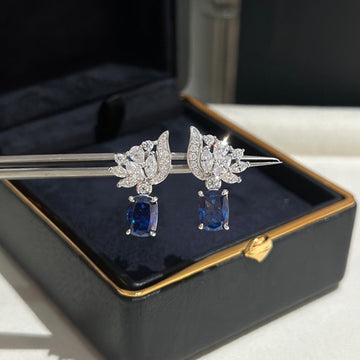 Azure Wing Studs – S925 Silver with 3ct Simulated Blue Zircon