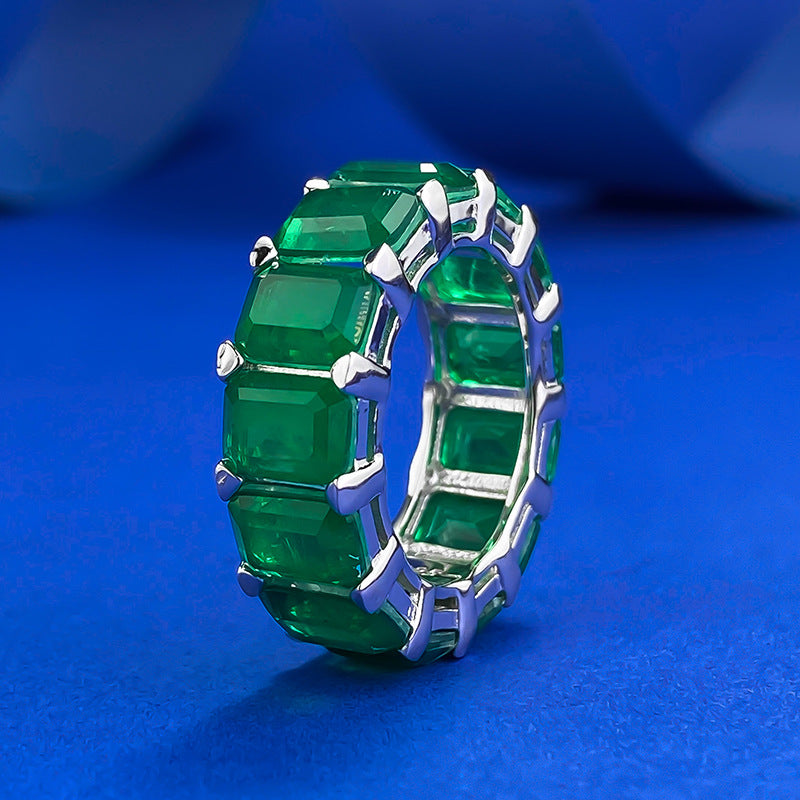 ÉlanVert™ 925 Silver Emerald Cut Stack Ring