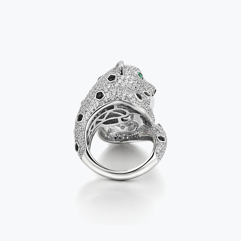 S925 Silver Exaggerated Leopard Ring