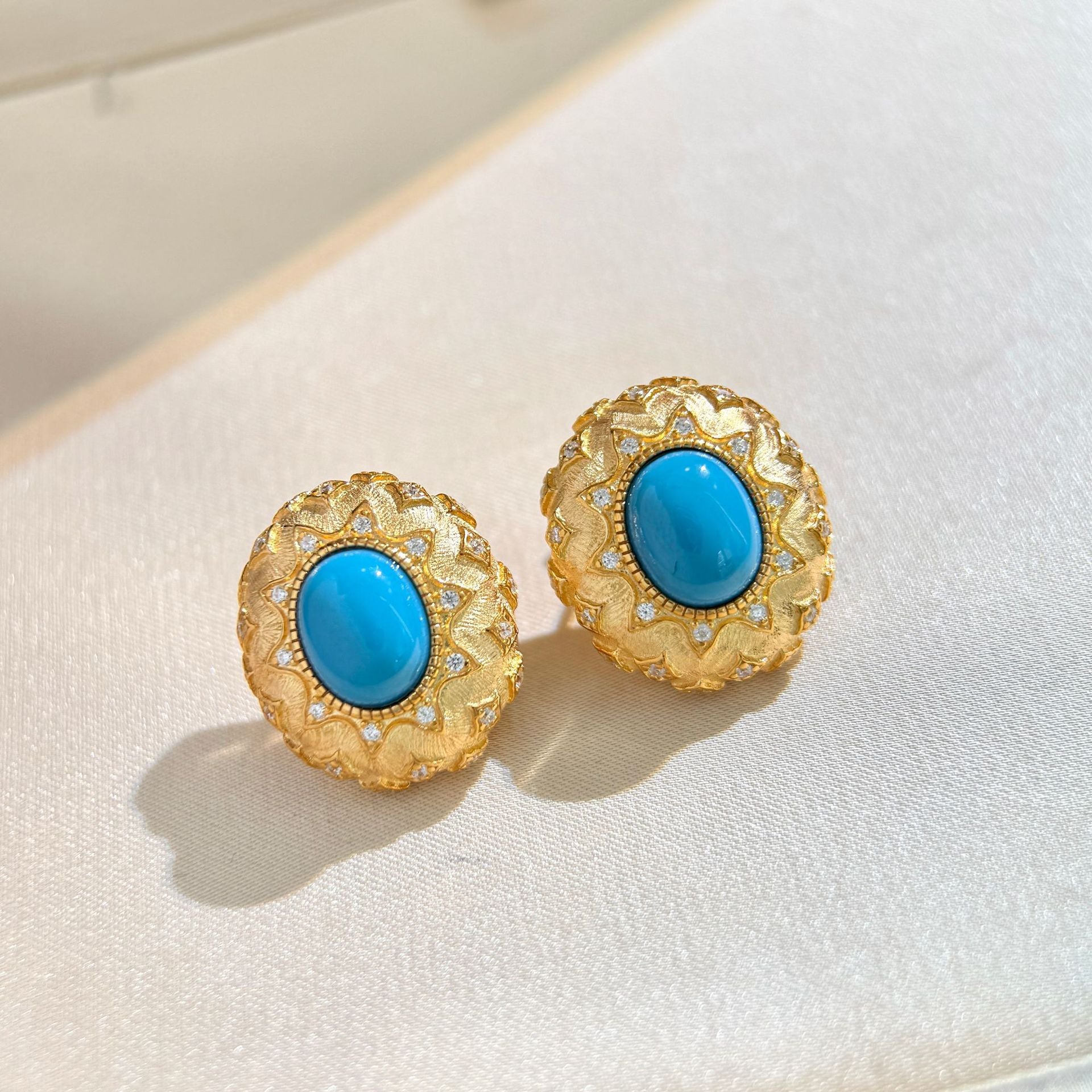 TurquoiseDynasty™ S925 Gold-Brushed Vintage Earrings