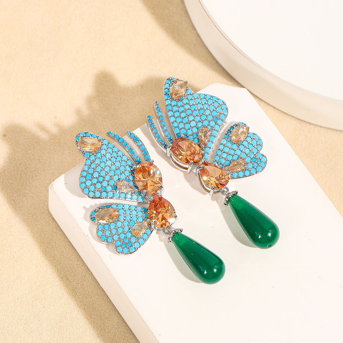 FlutterDrop Earrings – S925 Silver Posts with Zircon Sparkle
