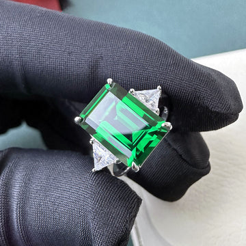 Imperial Emerald Ring – 925 Silver Statement Gem