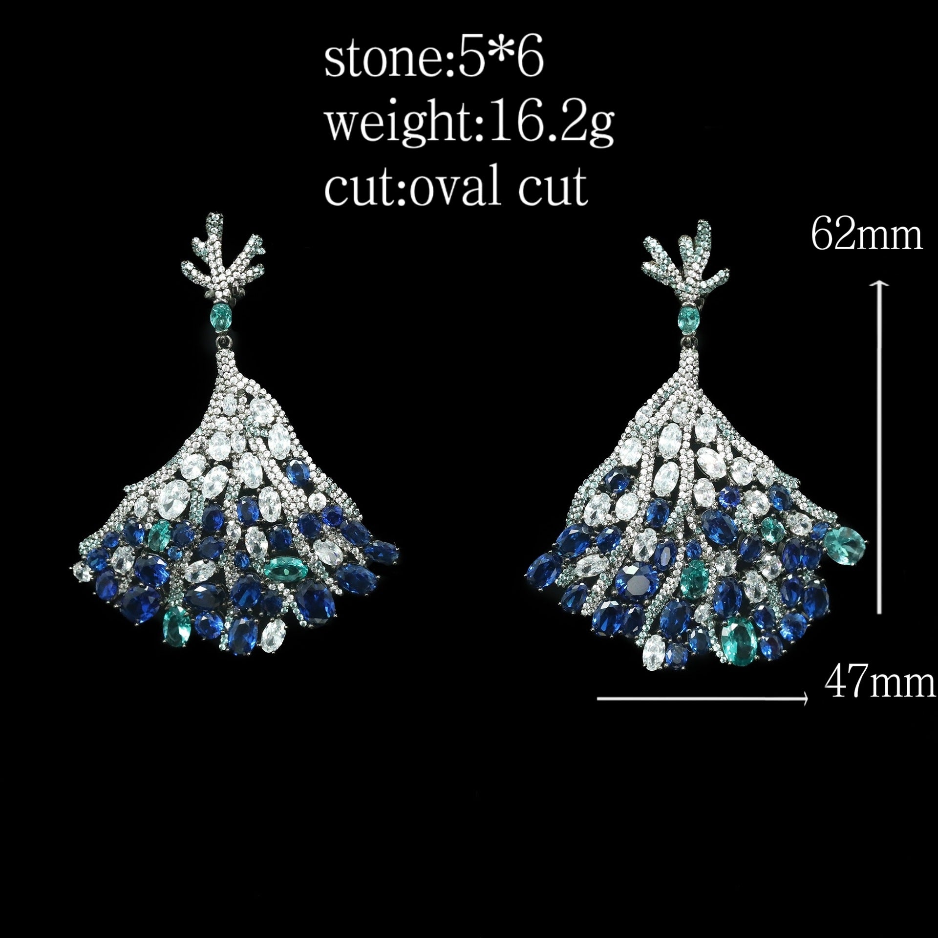 BleuRoyale™ 925 Gold-Plated Royal Blue Fan Earrings