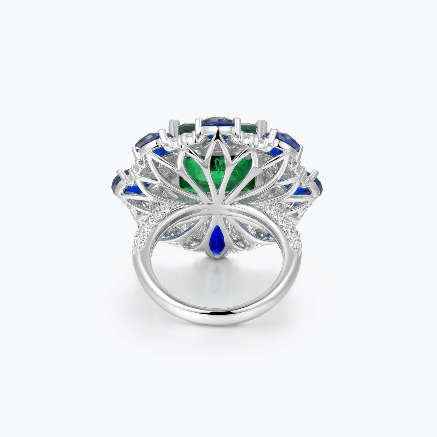 S925 Silver Emerald-Cut Statement Ring – Platinum Plated