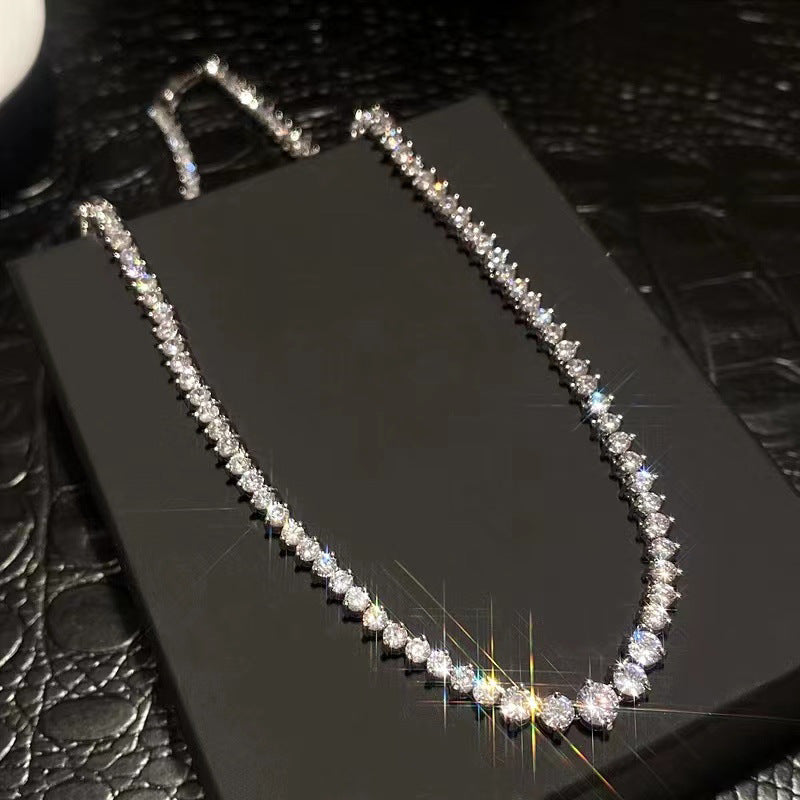 Royal Cascade Necklace – 925 Silver with Teardrop & Round-Cut Zircon