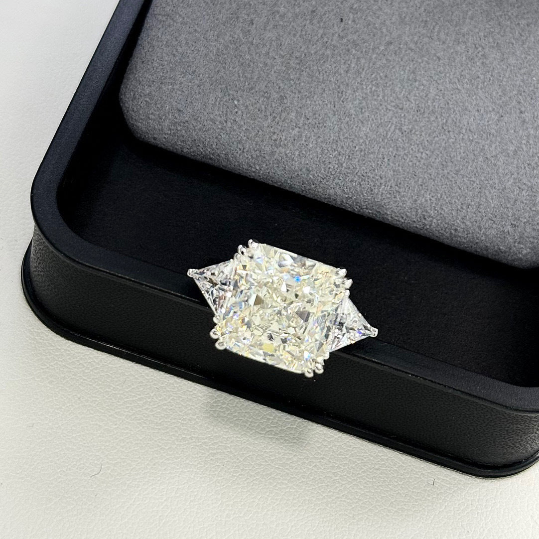 S925 Silver Princess-Cut White Diamond Ring