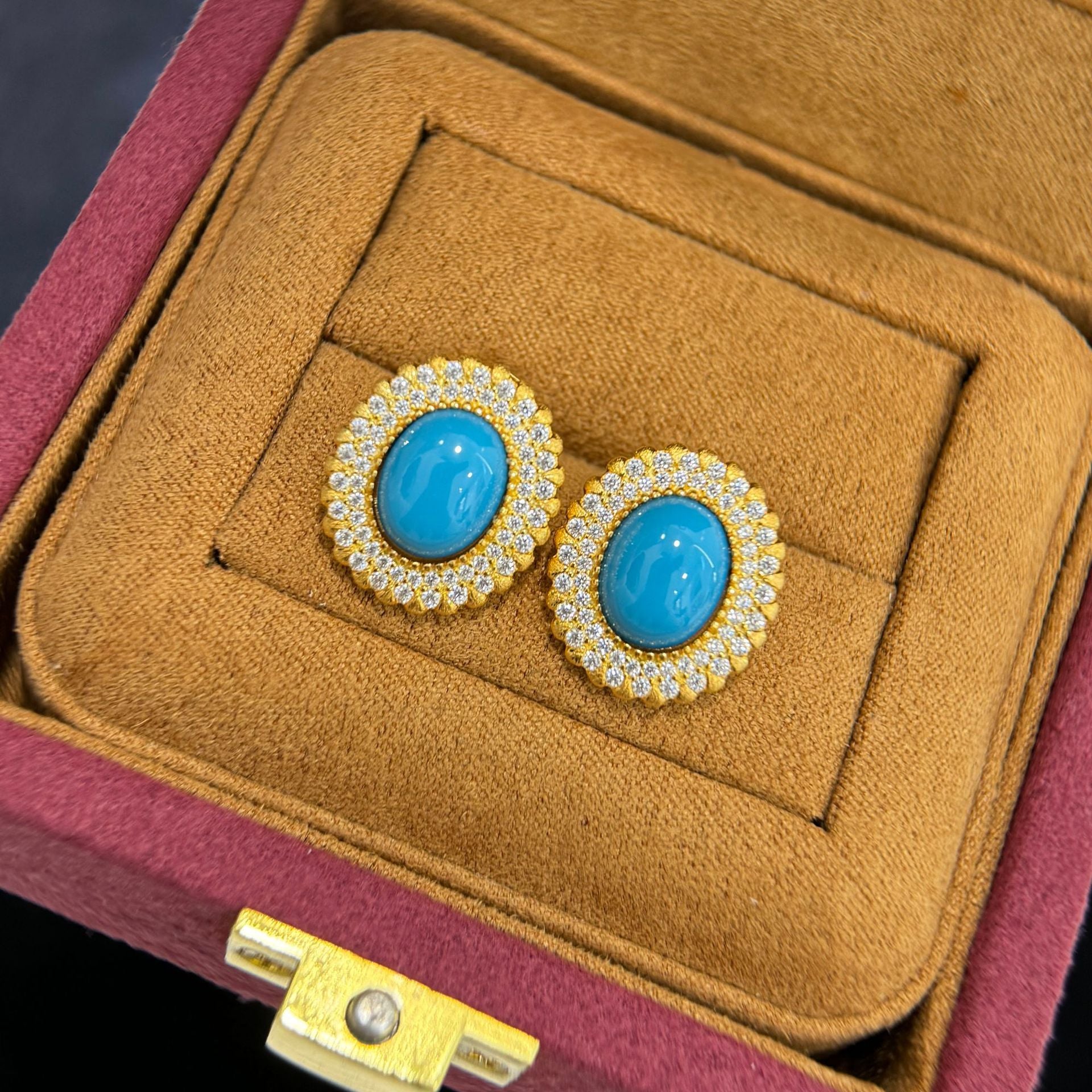 TurquoiseDynasty™ S925 Gold-Brushed Vintage Earrings