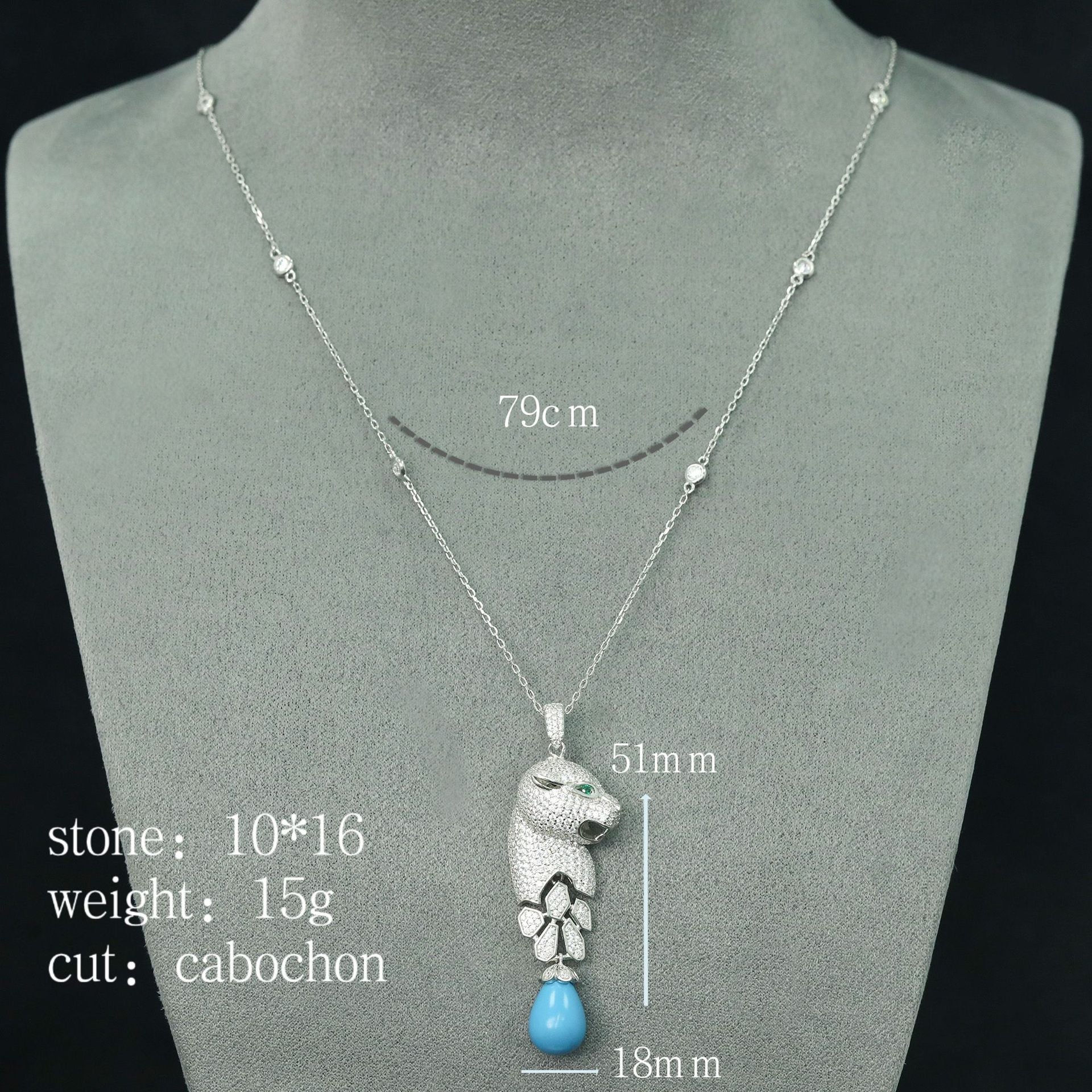 PanthèreBleue™ 925 Gold-Plated Blue Topaz Panther Necklace