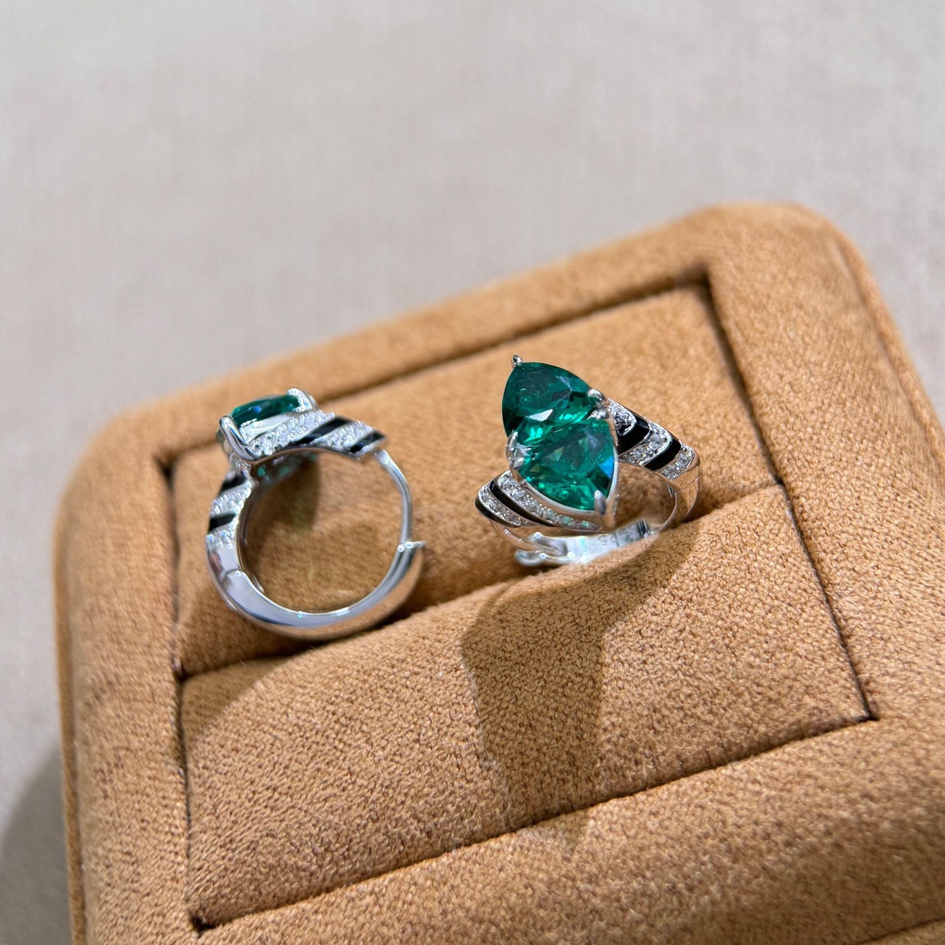 EmeraldNoir™ S925 Sterling Silver Zebra-Pattern Hoops