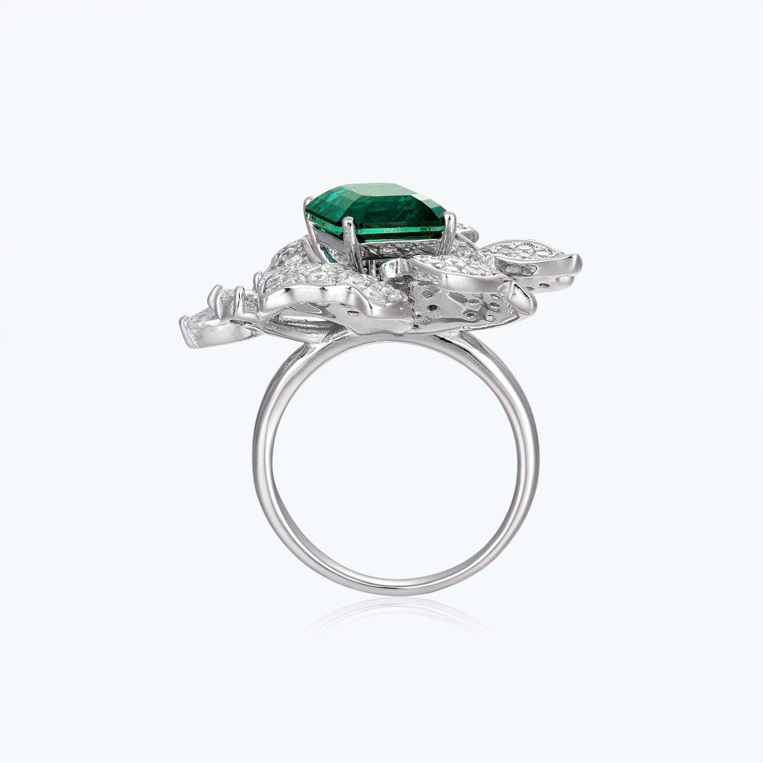Luxury Emerald Floral Ring (S925 Silver)