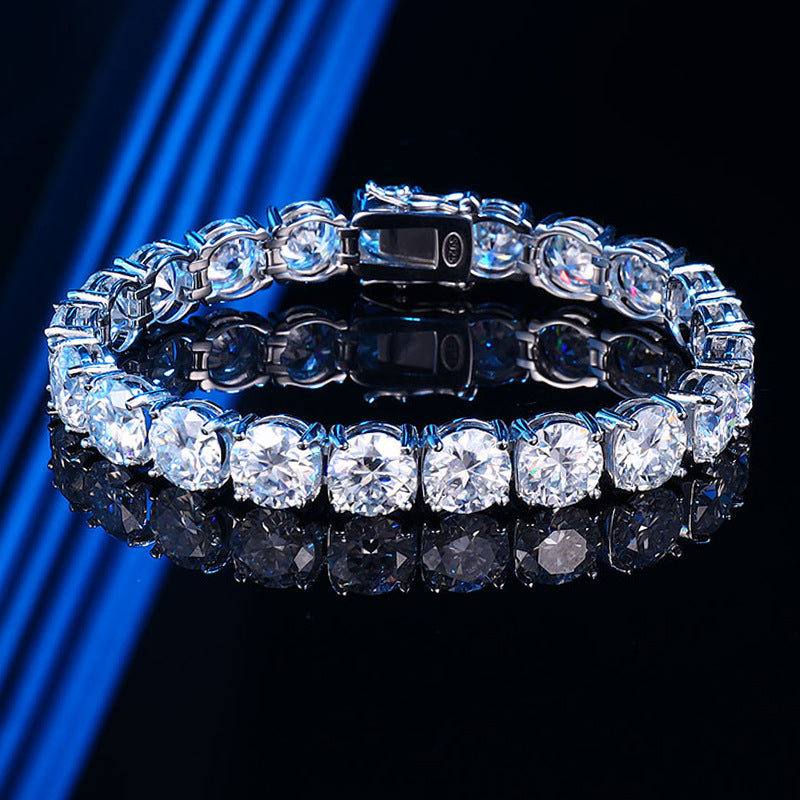 Luxe Bracelet – S925 Silver with 8mm High-Carbon Zircon Stones