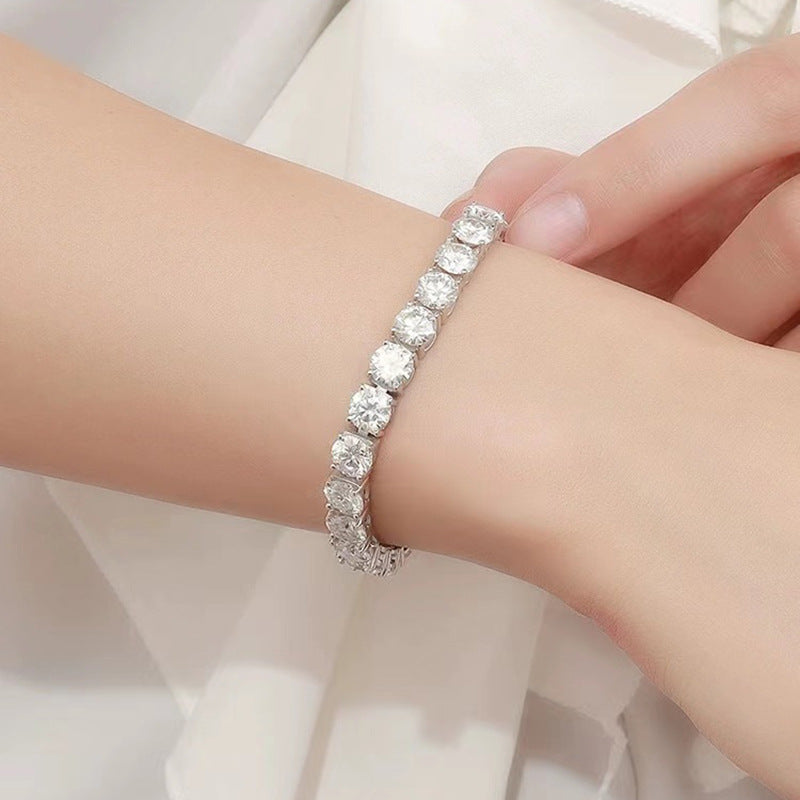 Luxe Bracelet – S925 Silver with 8mm High-Carbon Zircon Stones