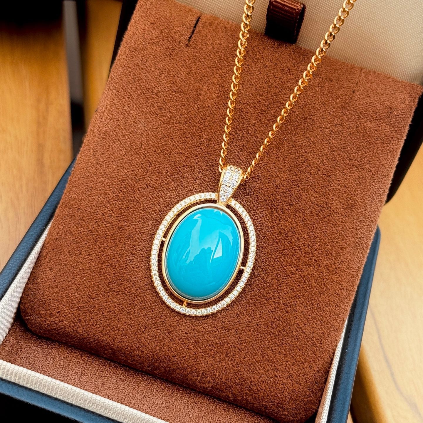 S925 Sterling Silver Synthetic Turquoise & Snake Chain Necklace