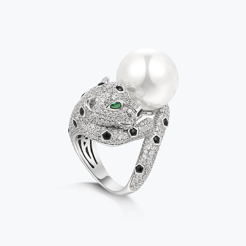 S925 Silver Exaggerated Leopard Ring