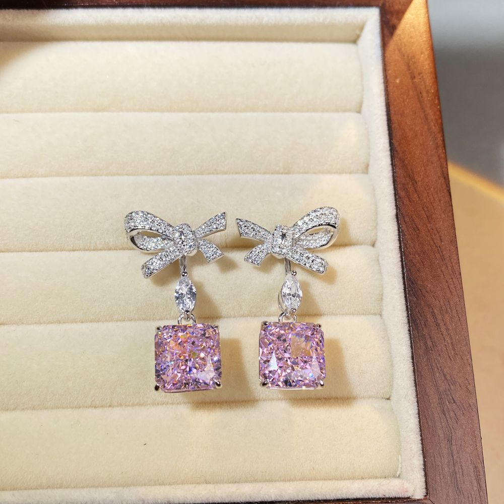 Crystal Bow Drop Earrings